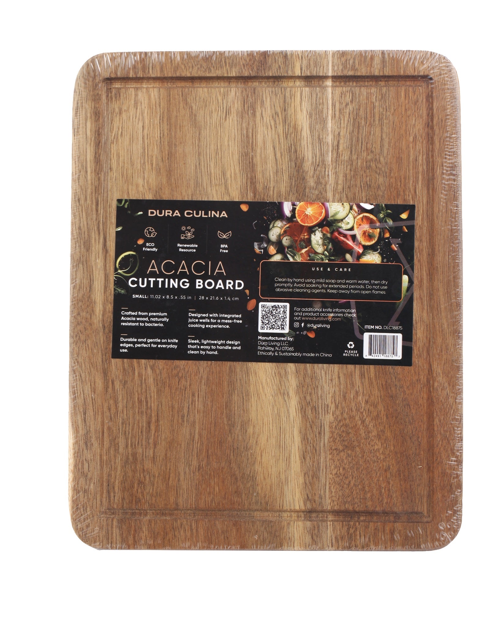 Acacia Wood Cutting Board: Small – (11.05” x 8.5”) Durable, Eco-Friendly Chopping Board