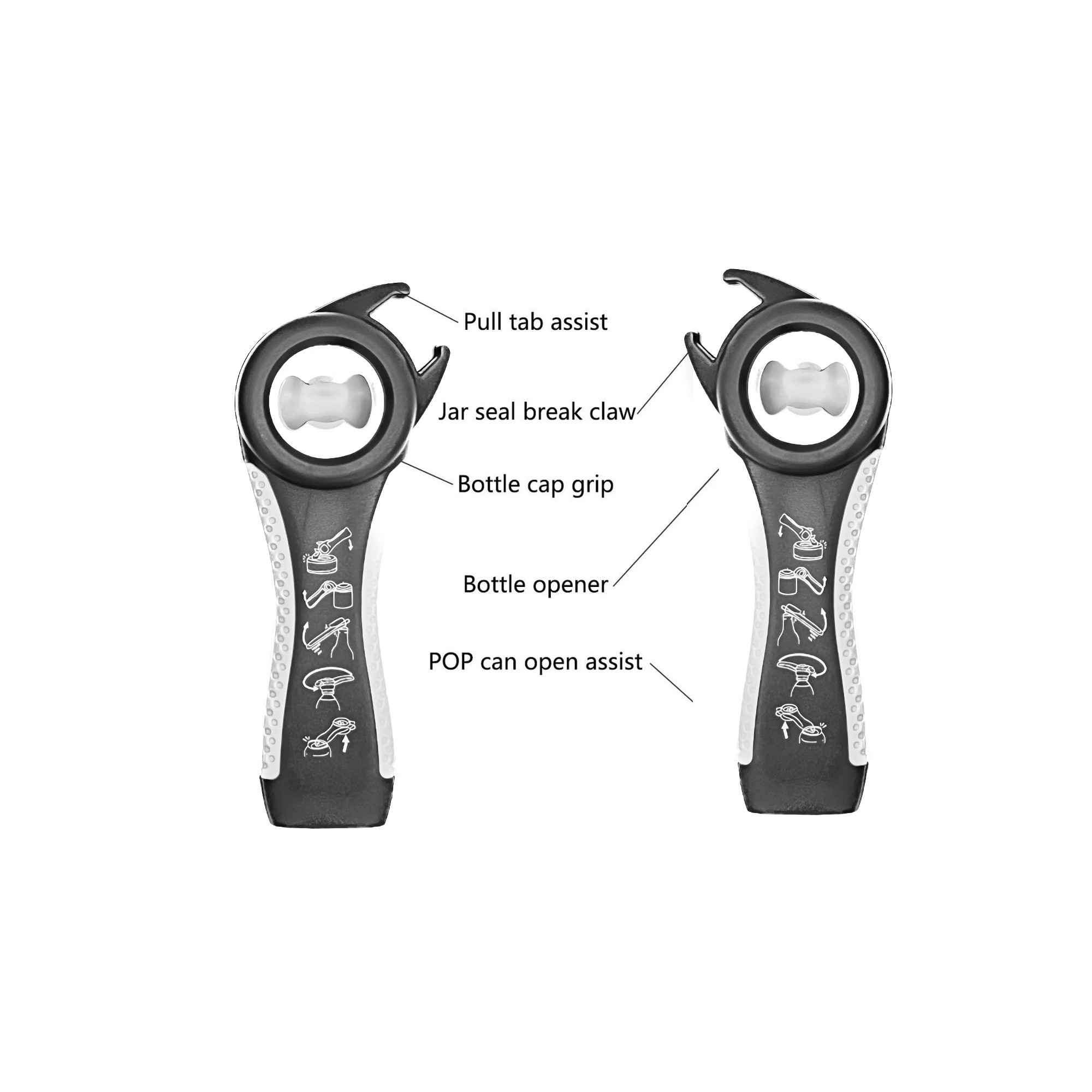 UNIVERSAL BOTTLE AND JAR OPENER SET- GREY – Scale Reference – Dura Living