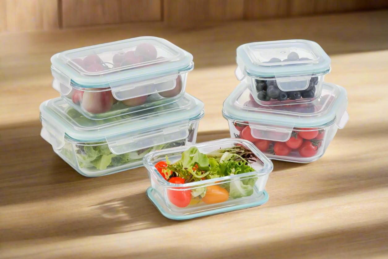 20-Piece Glass Food Storage Containers with Airtight Locking Lids (10 Containers + 10 Lids)