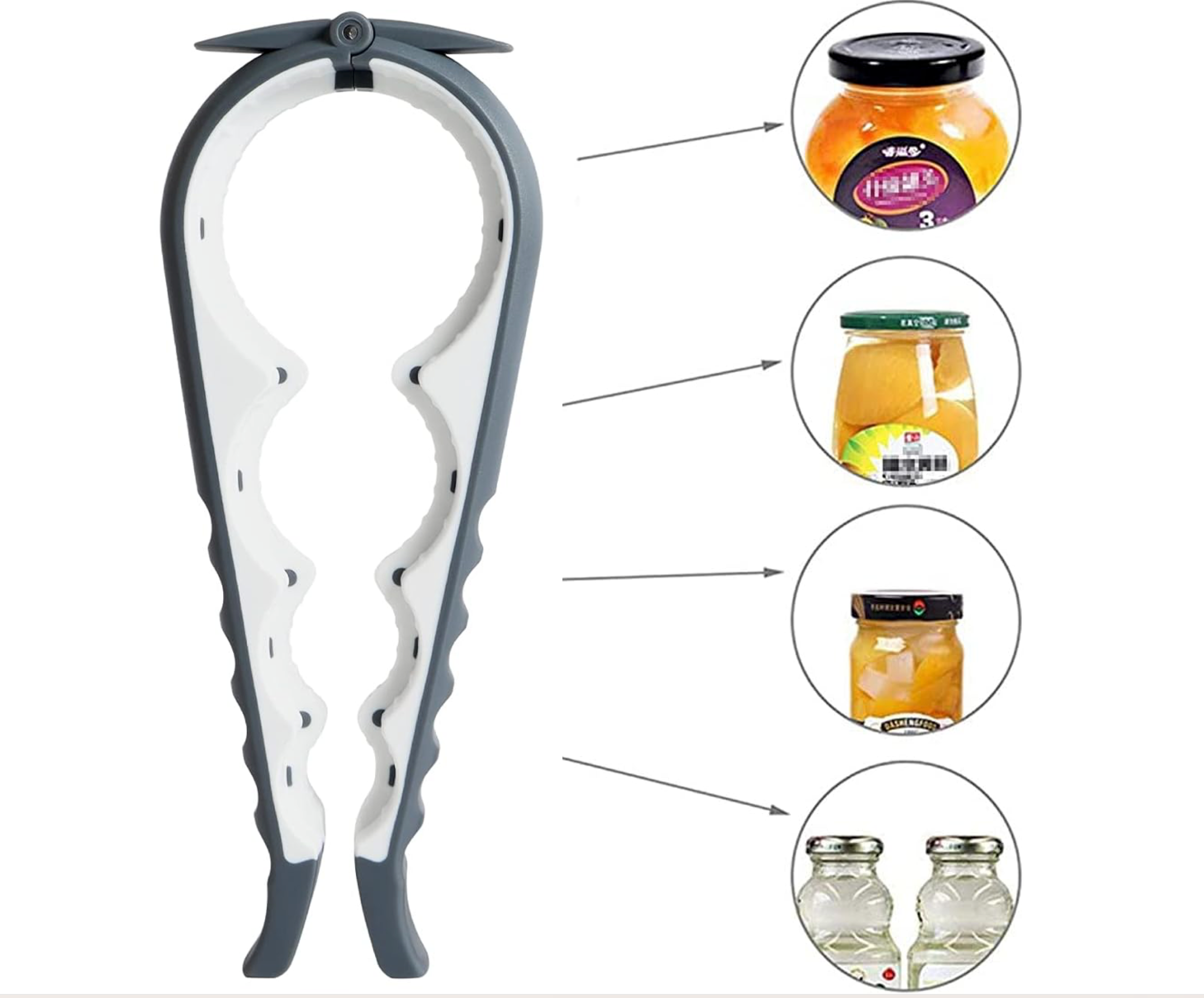 UNIVERSAL BOTTLE AND JAR OPENER SET- GREY