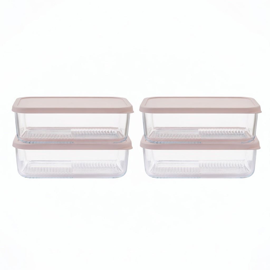 Container Culture 8-Piece Airtight Glass Food Storage Containers with Lids, 4 x 57.5oz - Berry Blush