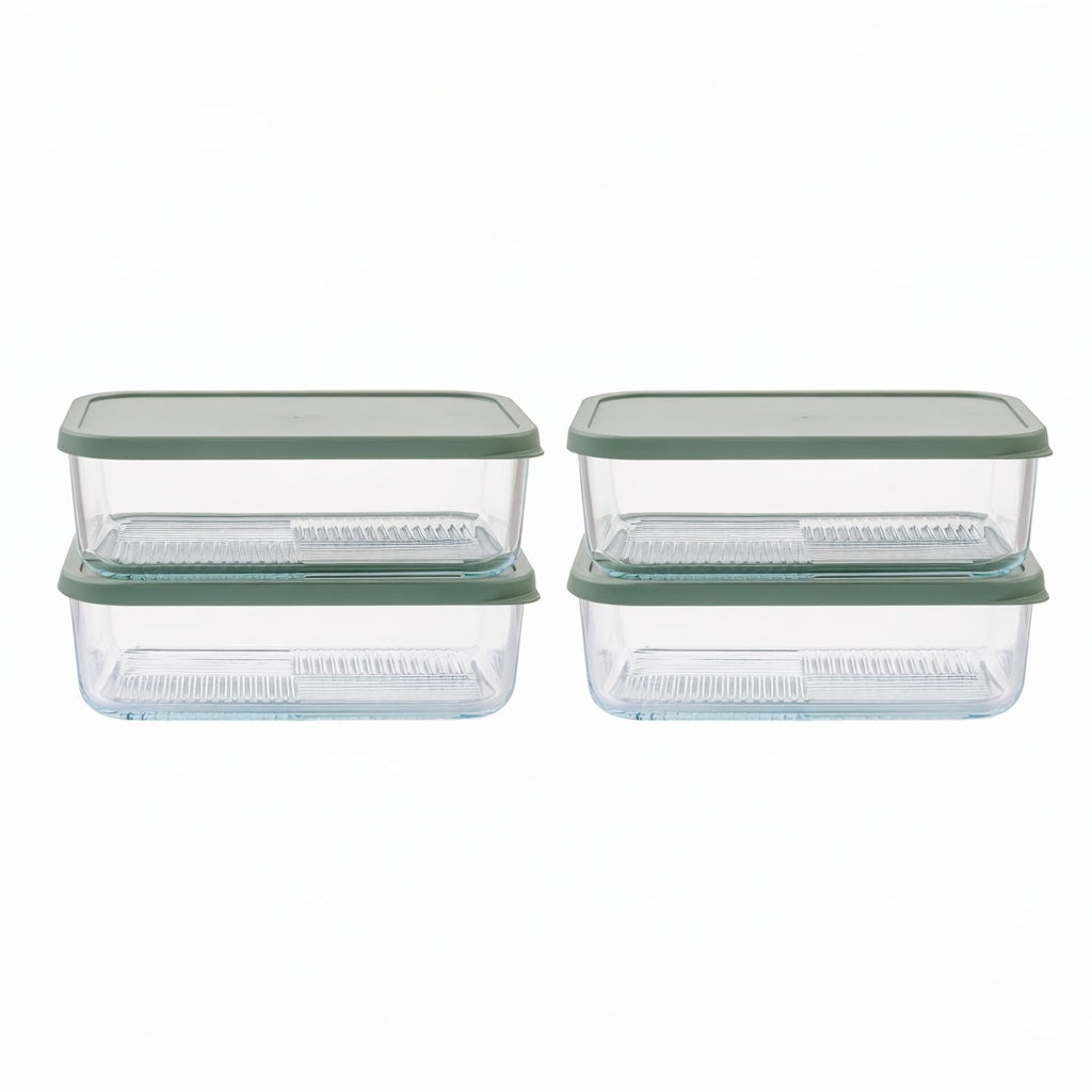 Container Culture 8-Piece Airtight Glass Food Storage Containers with Lids, 4 x 57.5oz - Soft Sage