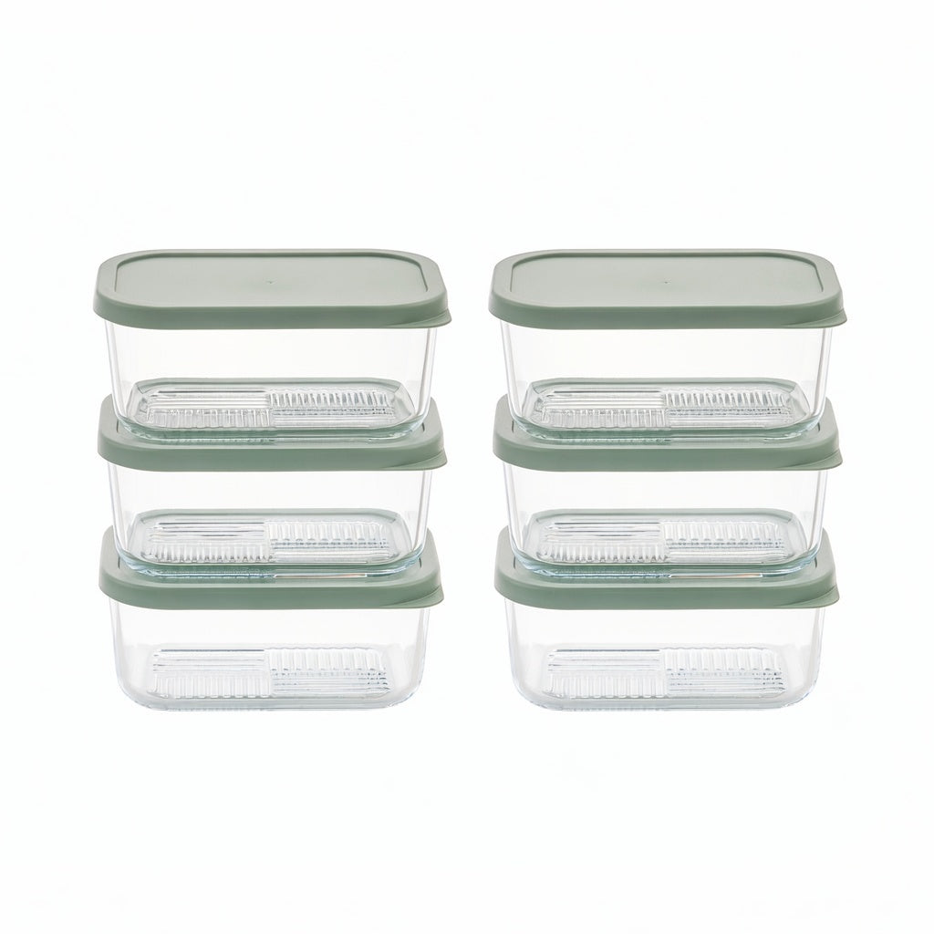 Container Culture 12-Piece Airtight Glass Food Storage Containers with Lids, 6 x 25.4oz - Soft Sage