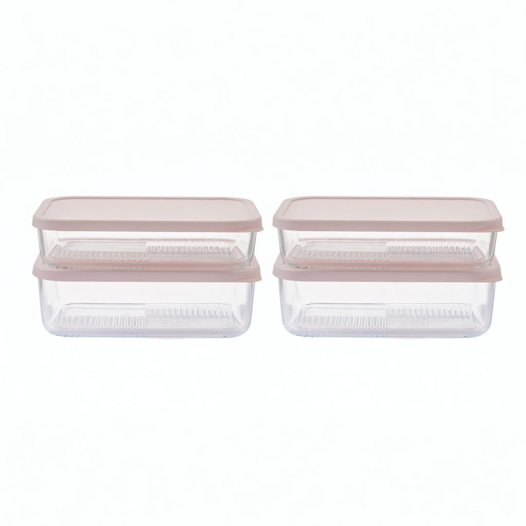 Container Culture 8-Piece Airtight Glass Food Storage Set with Lids, 40.57oz & 57.5oz Mixed Sizes - Berry Blush