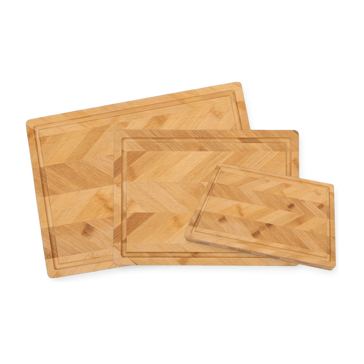 3 Piece Herringbone Bamboo Cutting Board Set