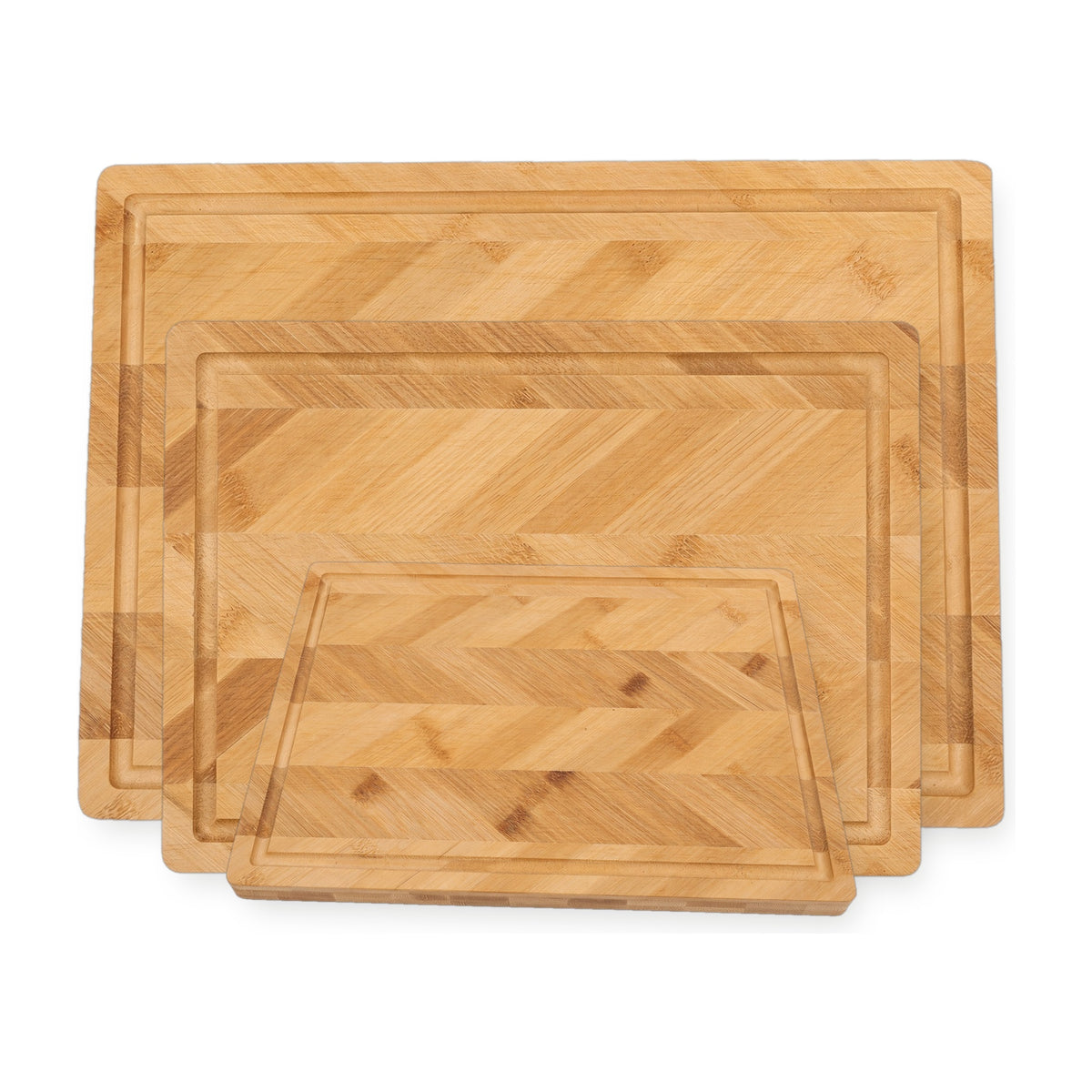 3 Piece Herringbone Bamboo Cutting Board Set