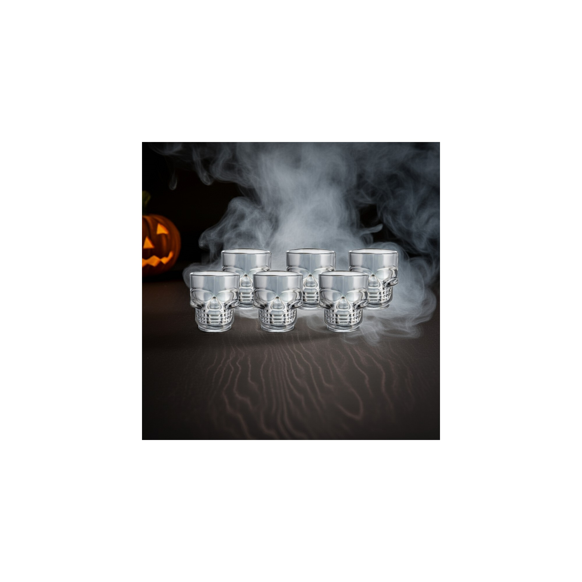 Set of 6 Skull Shot Glasses – 1.75 oz Glass Novelty Drinkware for Halloween Parties, Cocktail Bars & Home Decor – Packaging – Dura Living
