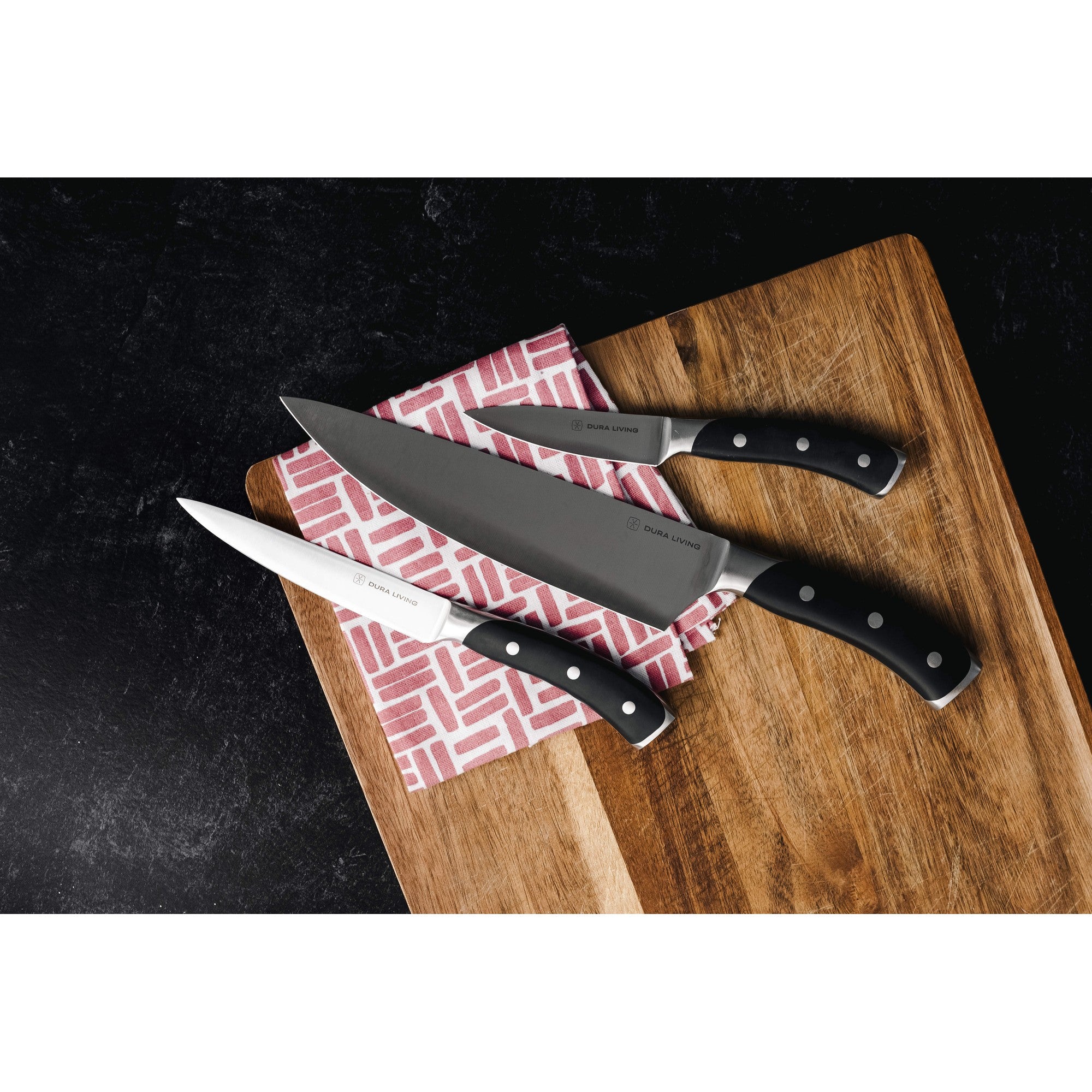 Elite 3-Piece Kitchen Knife Set, Black – Lifestyle – Dura Living