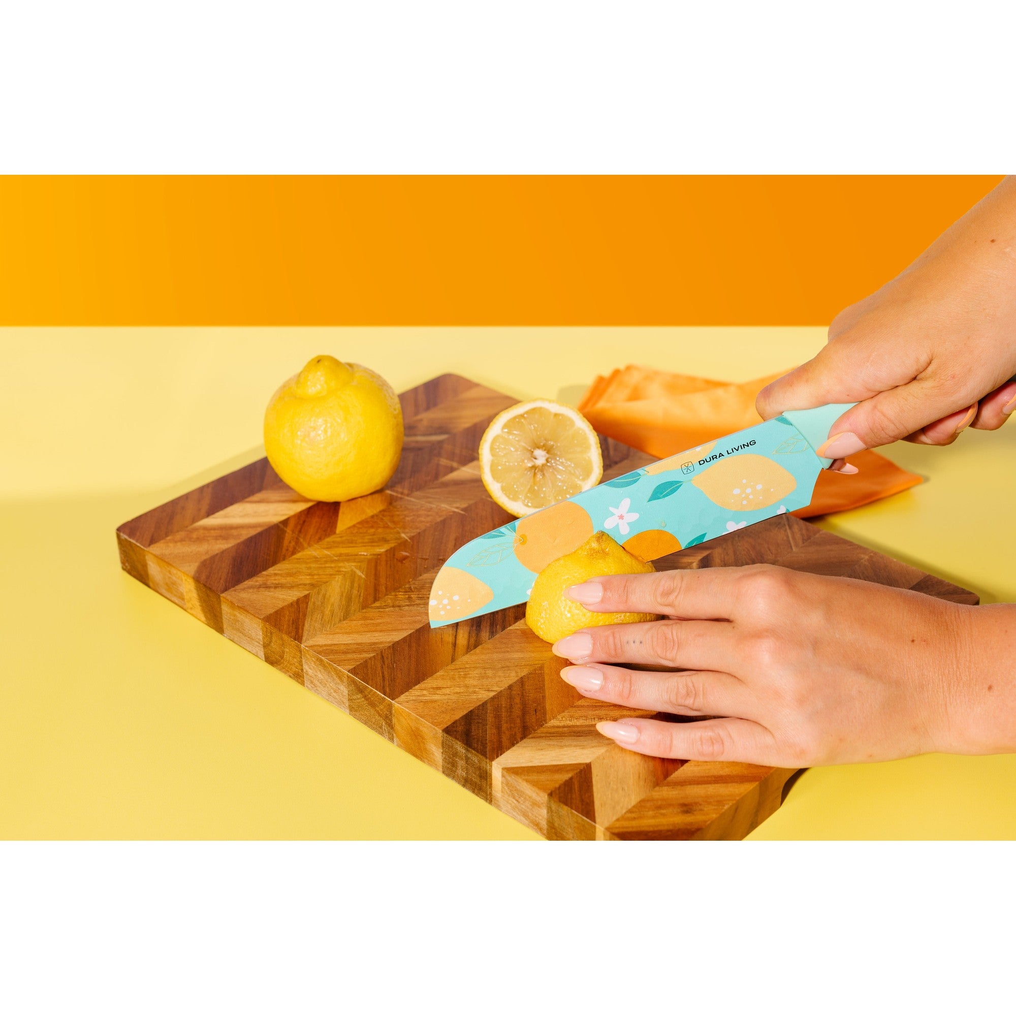 7 inch Santoku Knife with Printed Blade-Blue – Lifestyle – Dura Living