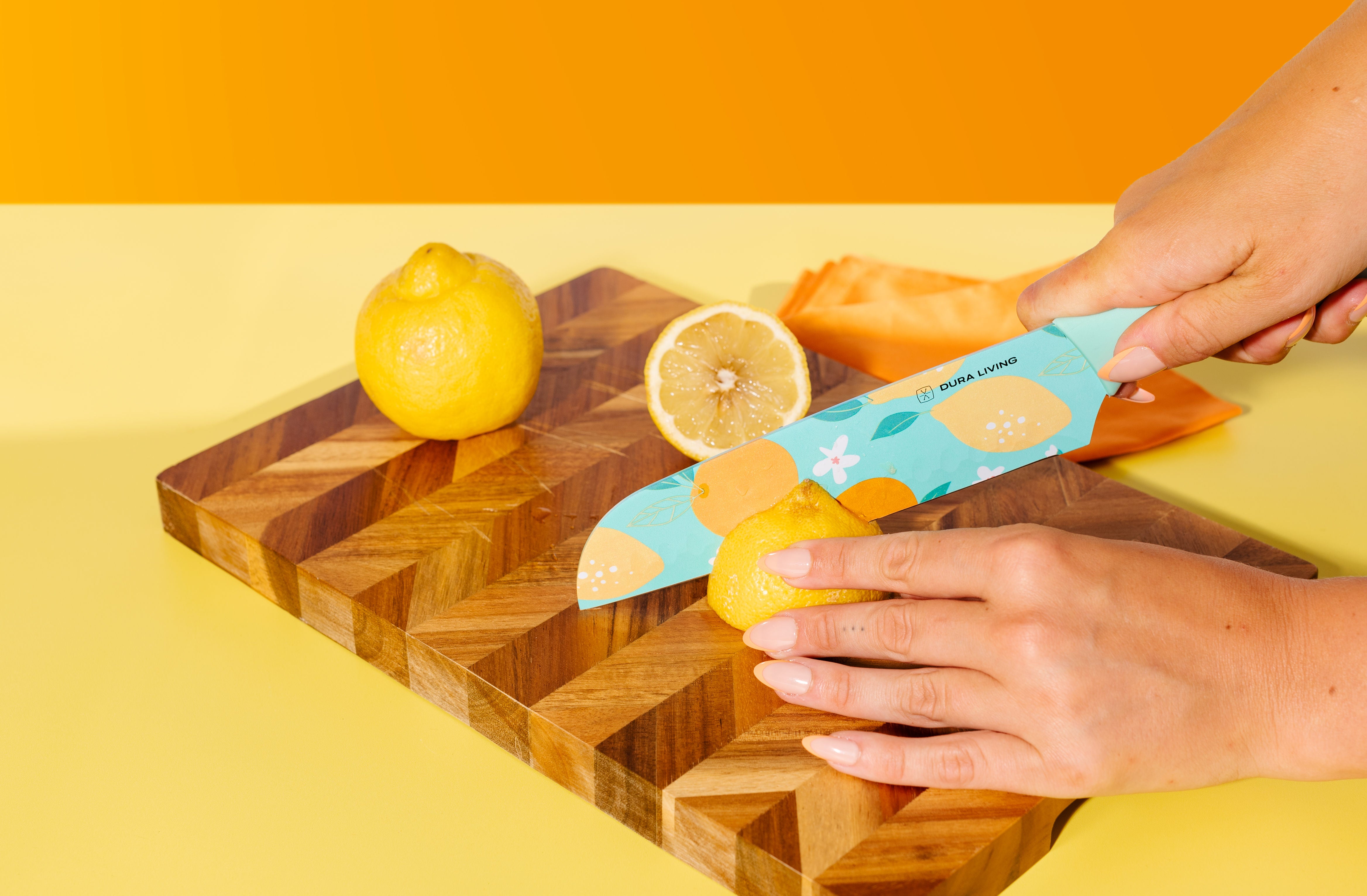 7 inch Santoku Knife with Printed Blade-Blue