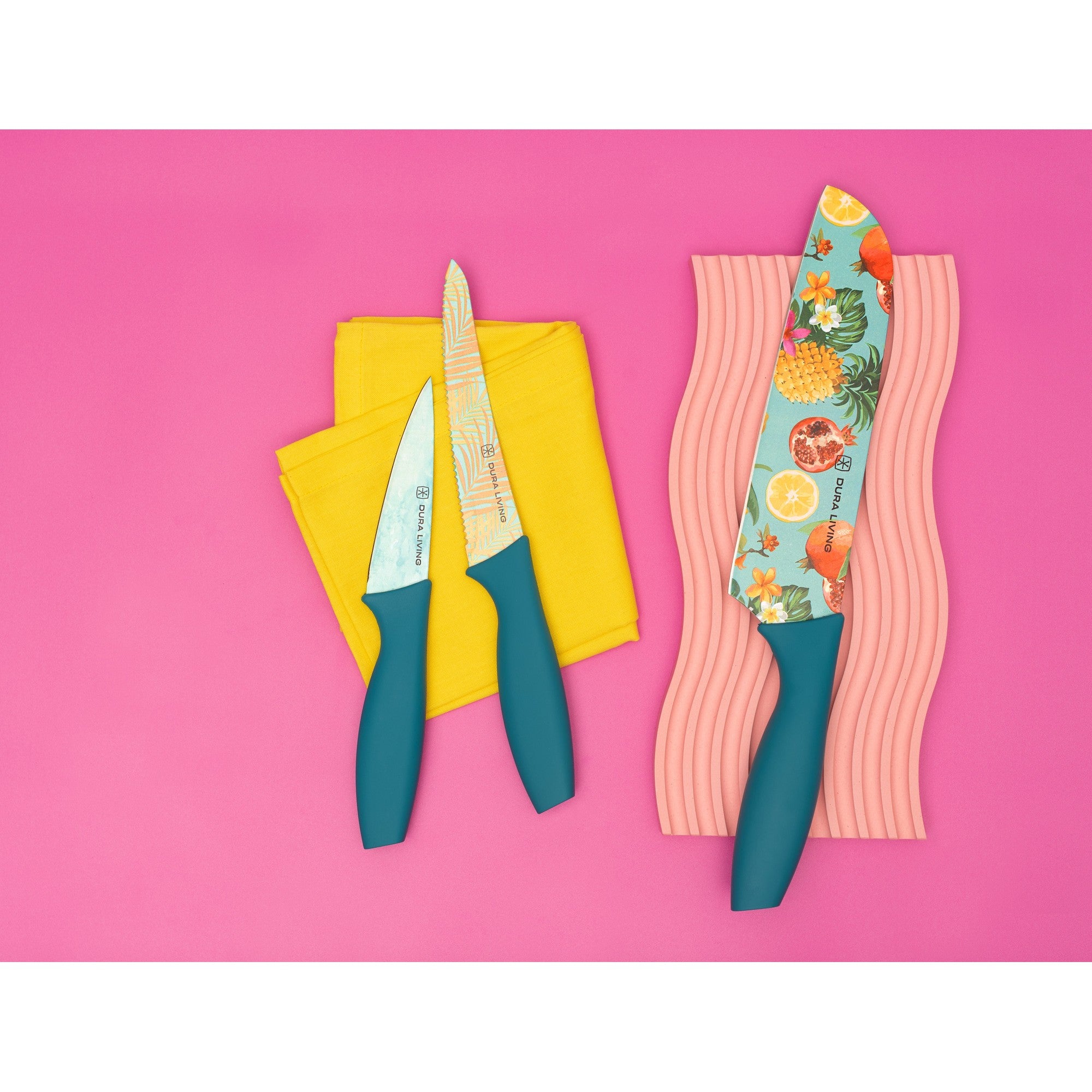 3-Piece Printed Kitchen Knife Set-Tropical – Lifestyle – Dura Living