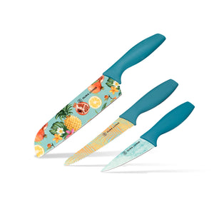 3-Piece Printed Kitchen Knife Set-Tropical