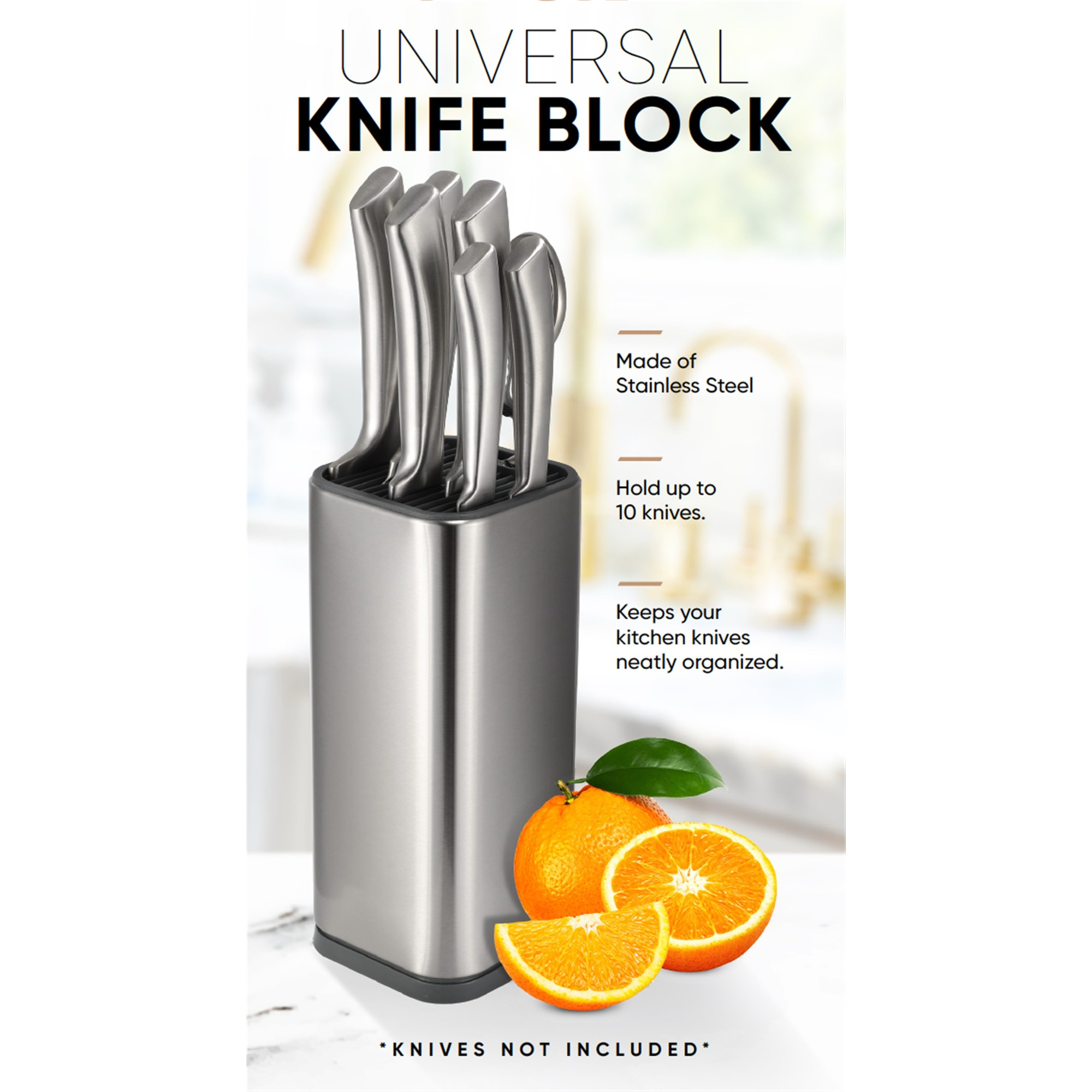 Universal Knife Block Holder, Silver – In Use – Dura Living
