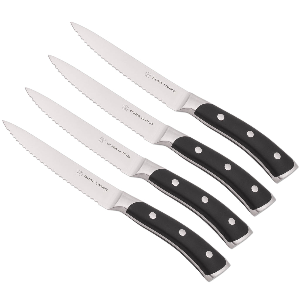 Dura Living Elite 4 Piece Steak Knife Set - Precision-Forged for ...