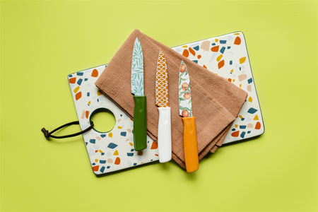 Dura Living 3-Piece Printed Kitchen Knife Set - Tropical - Orange