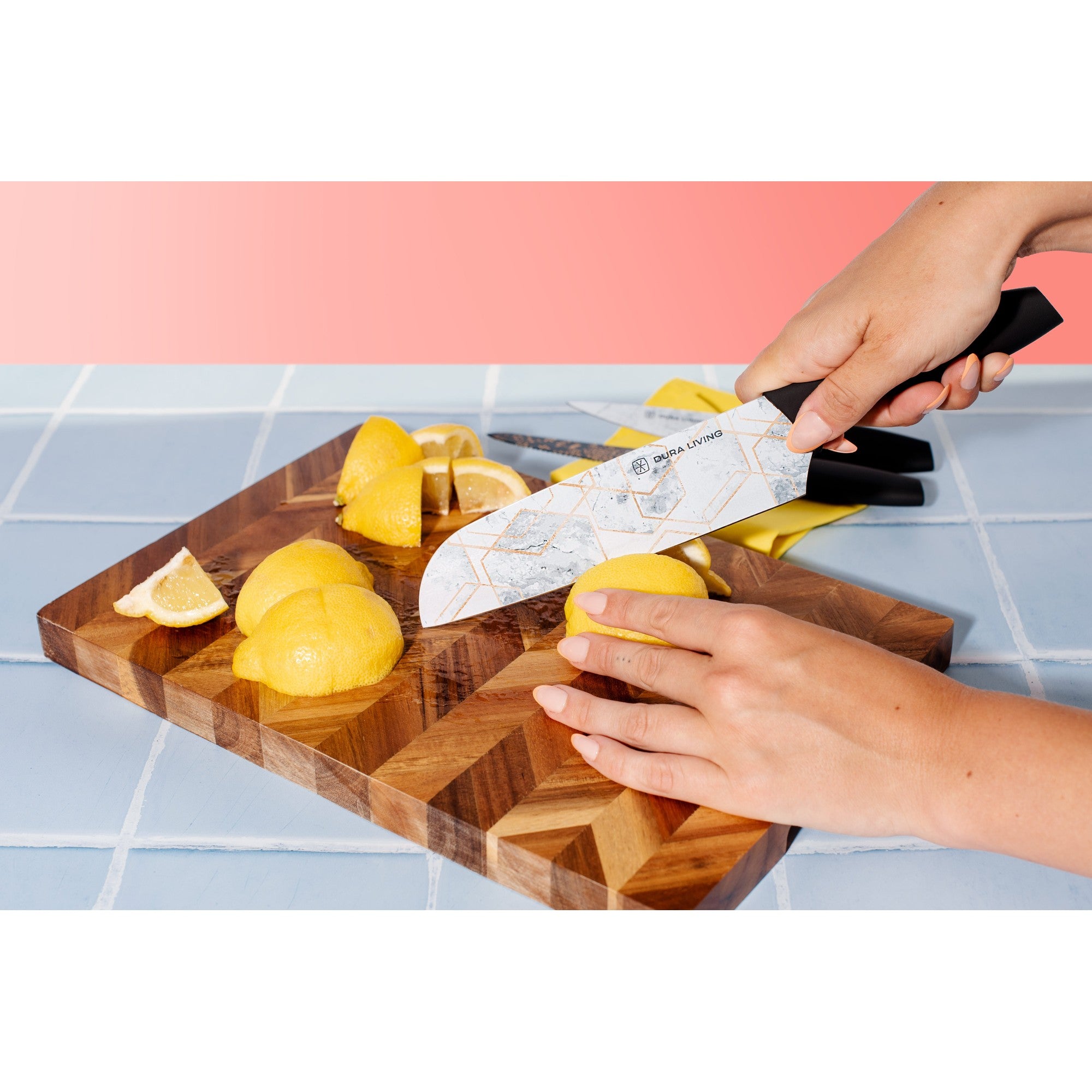 3-Piece Printed Kitchen Knife Set-Marble – Detail – Dura Living