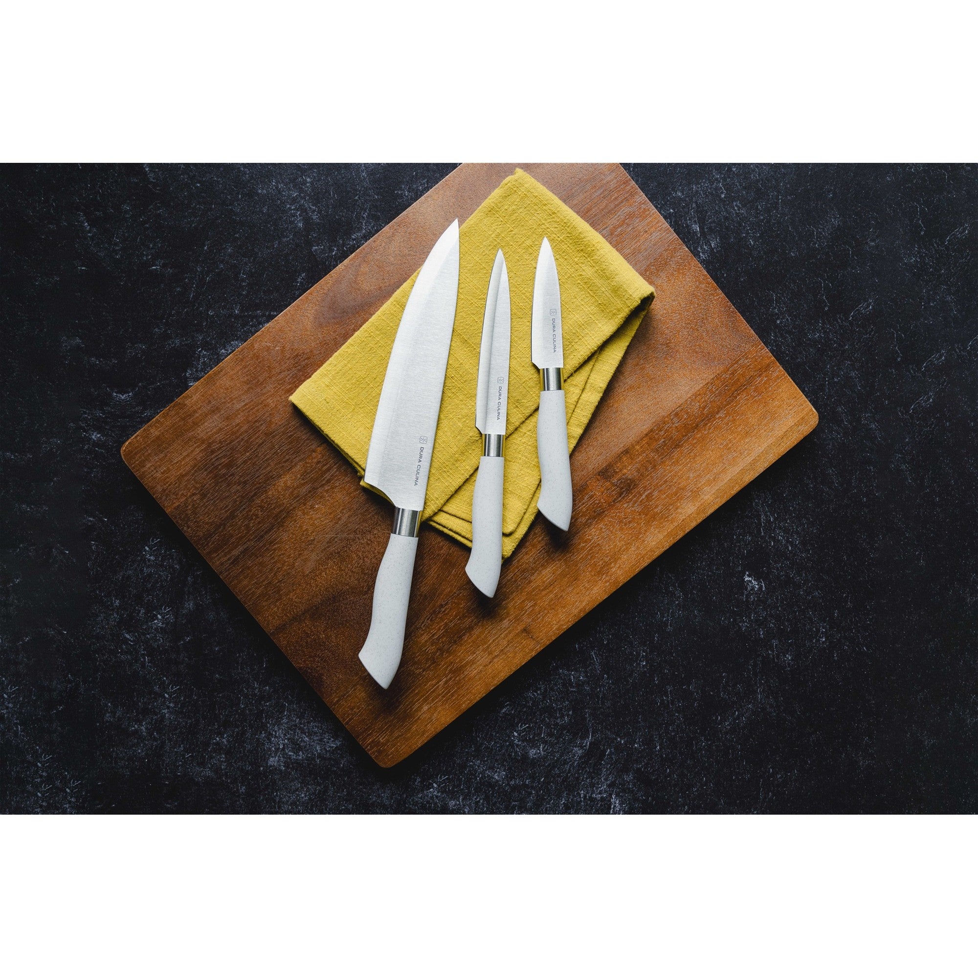 EcoCut 10 Piece Kitchen Knife Set With Blade Guards, Grey – Close-Up – Dura Living