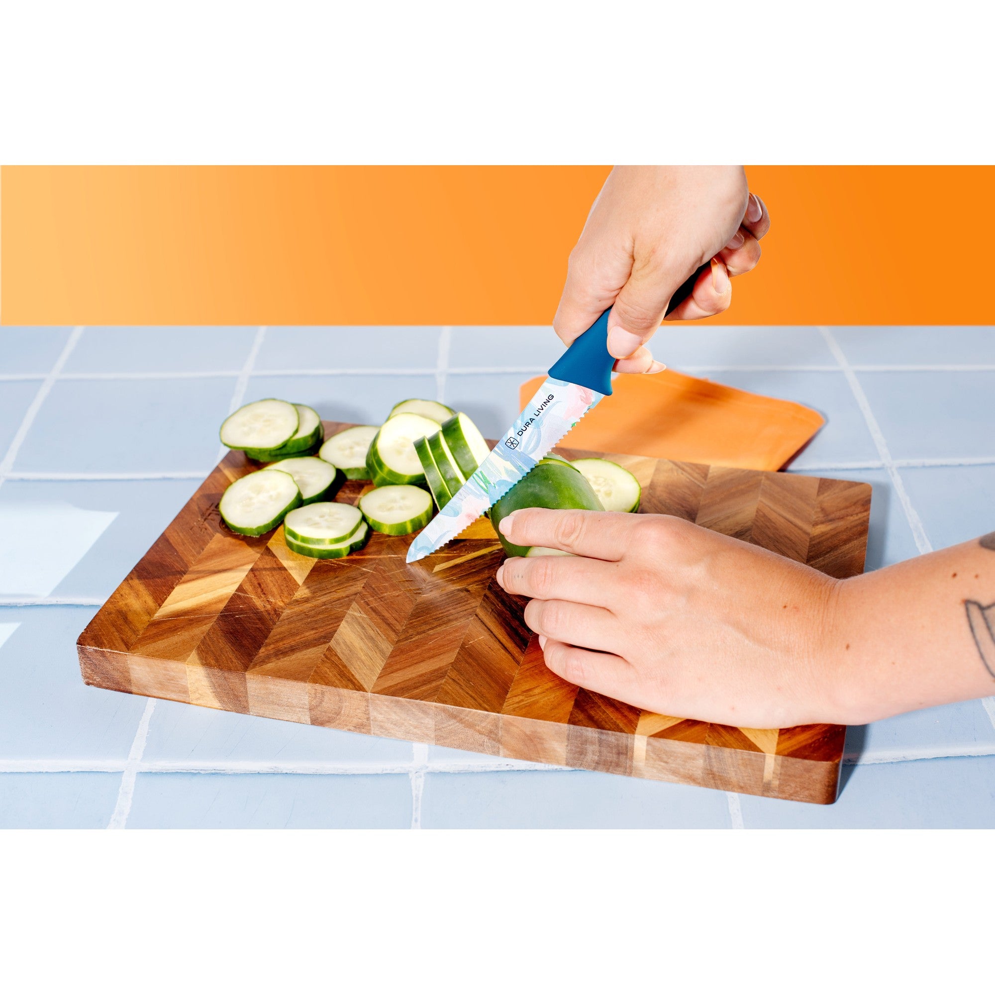 3-Piece Printed Kitchen Knife Set-Floral – Scale Reference – Dura Living