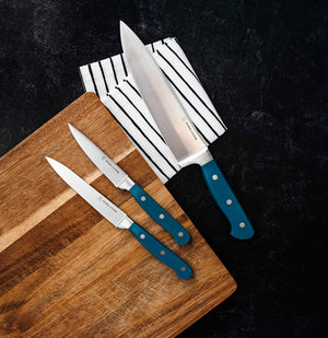 Dura Living 3-Piece Kitchen Knife Set Forged Stainless Steel, Blue