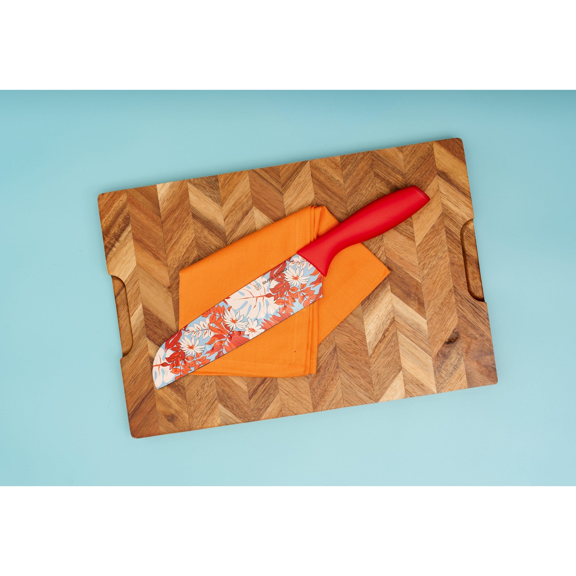 7 inch Santoku Knife with Printed Blade-Red – Lifestyle – Dura Living