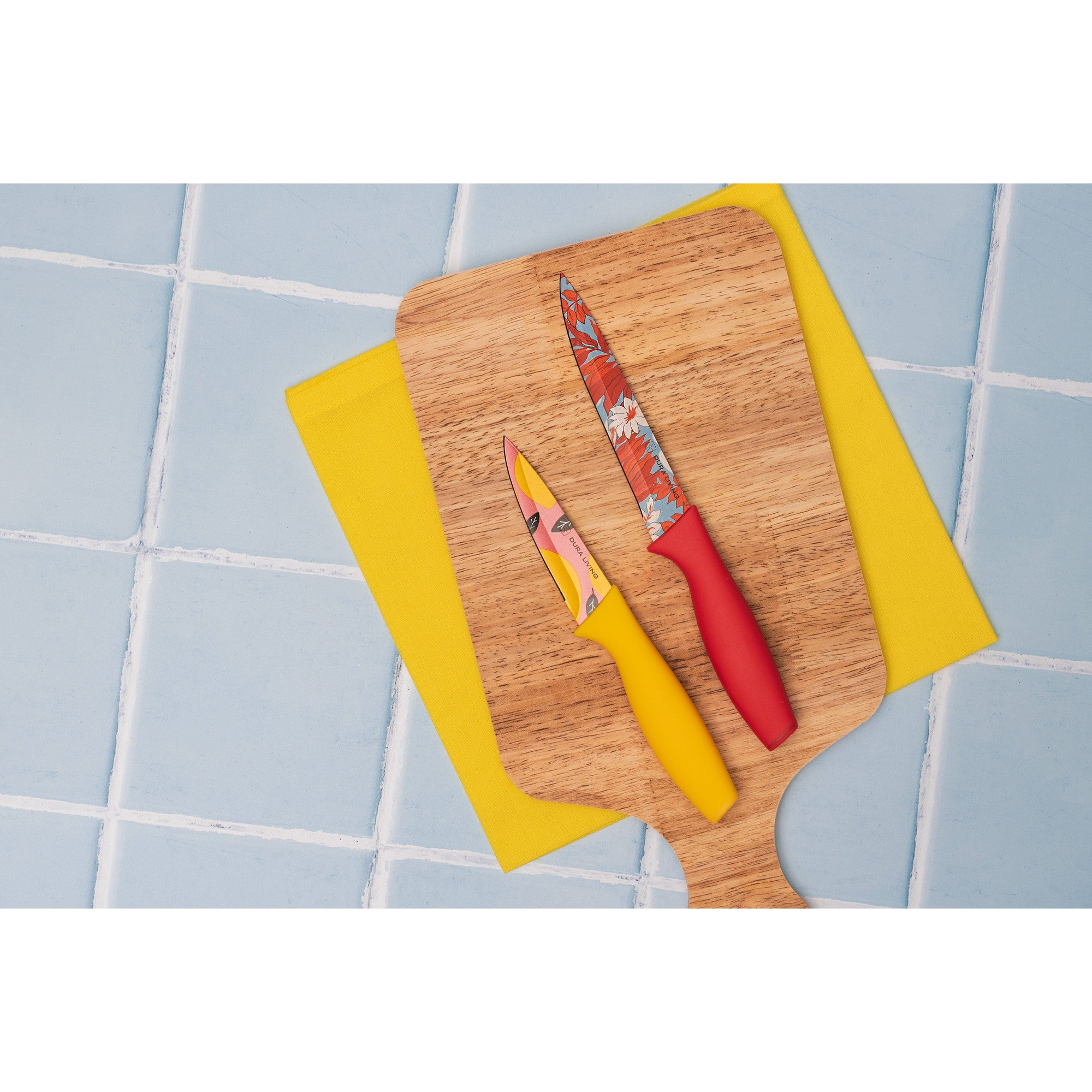 2-Piece Printed Kitchen Knife Set-Multi Color – In Use – Dura Living