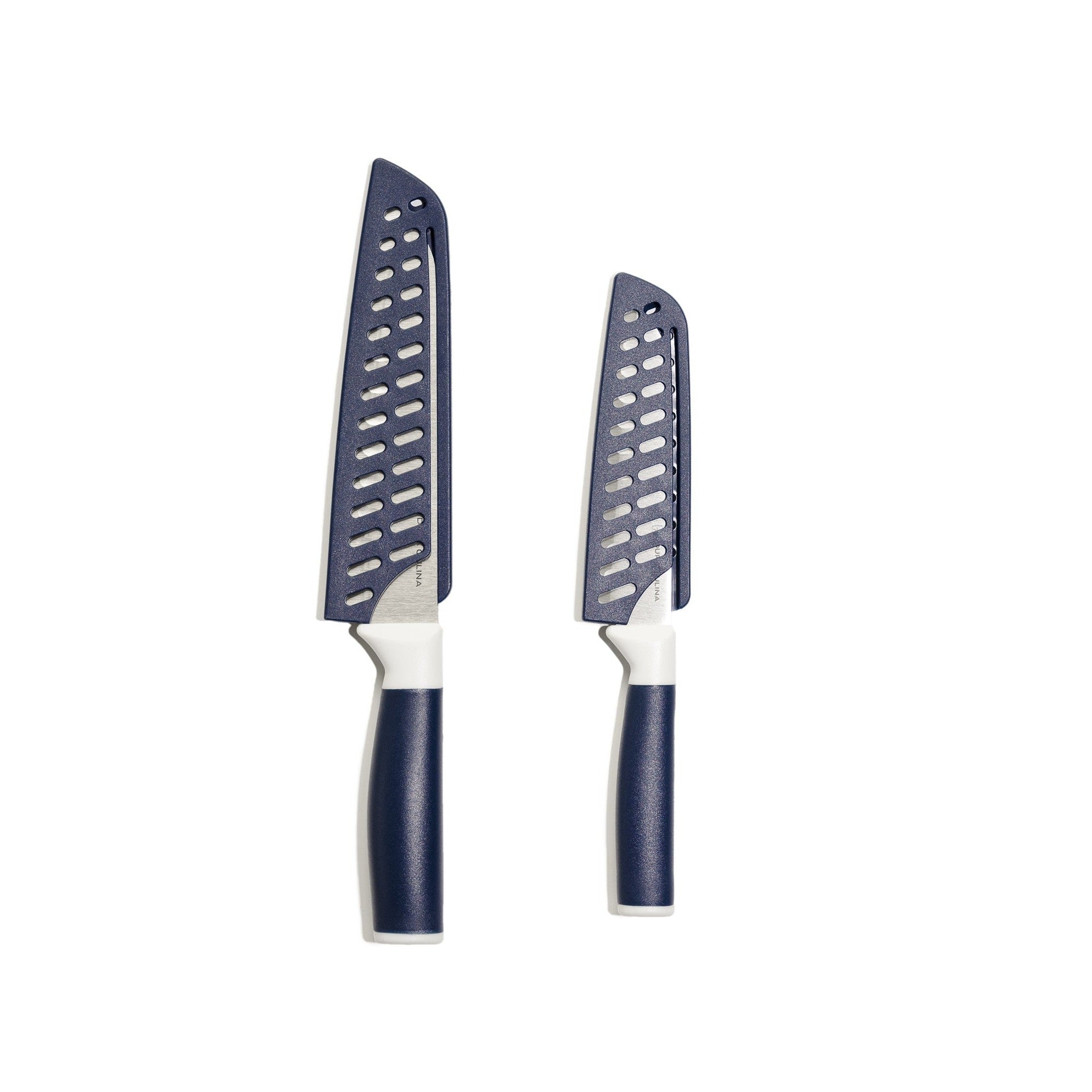Duo-Grip 2 Piece Santoku Knife Set With Blade Guards, Grey – Full Set – Dura Living